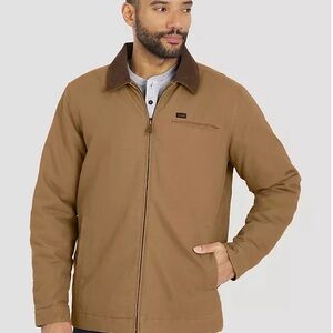 Wrangler Men's Tan Canvas Jacket with Brown Collar